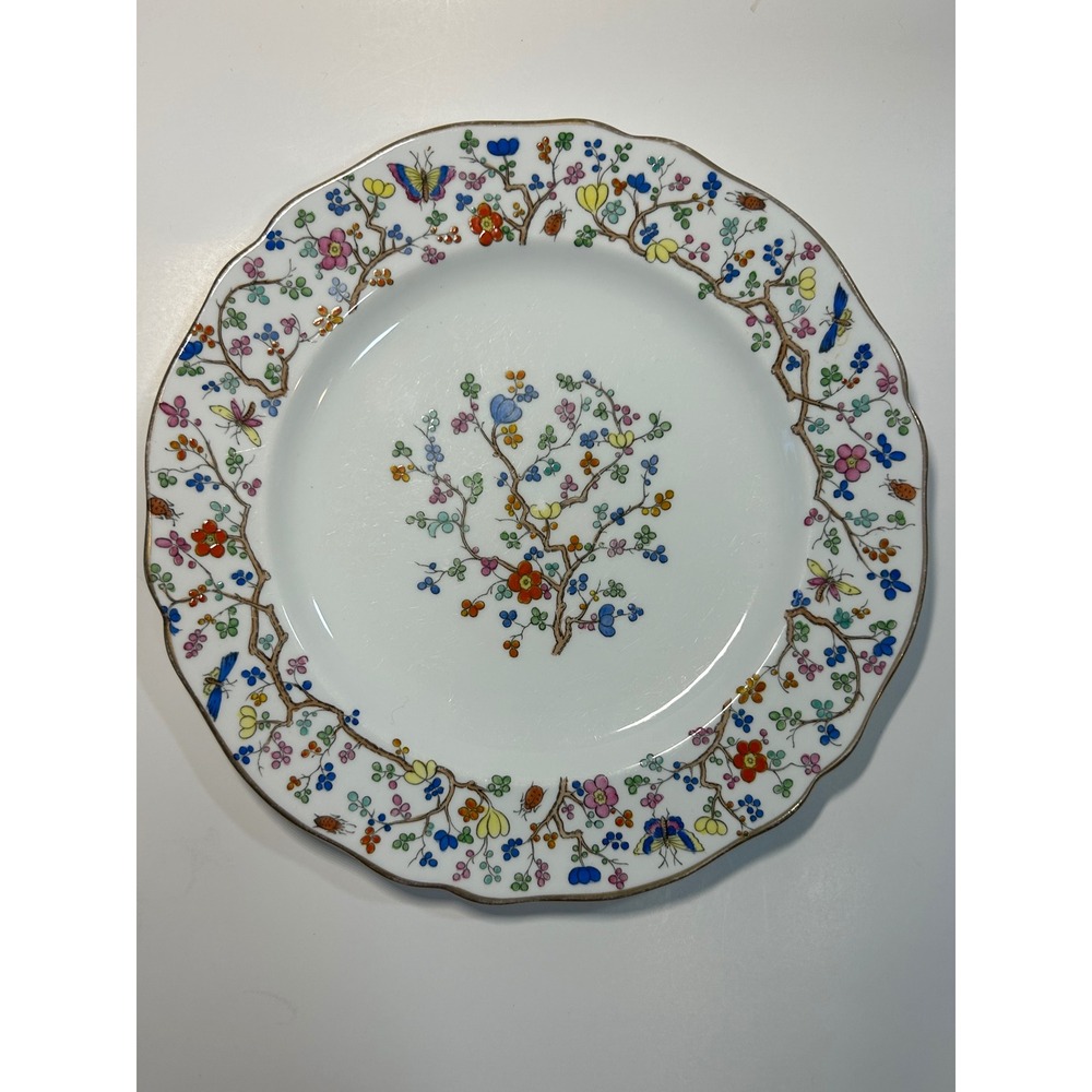 Spode Shanghai 9" Luncheon Plate Scalloped England Copelands China Flowers Tree